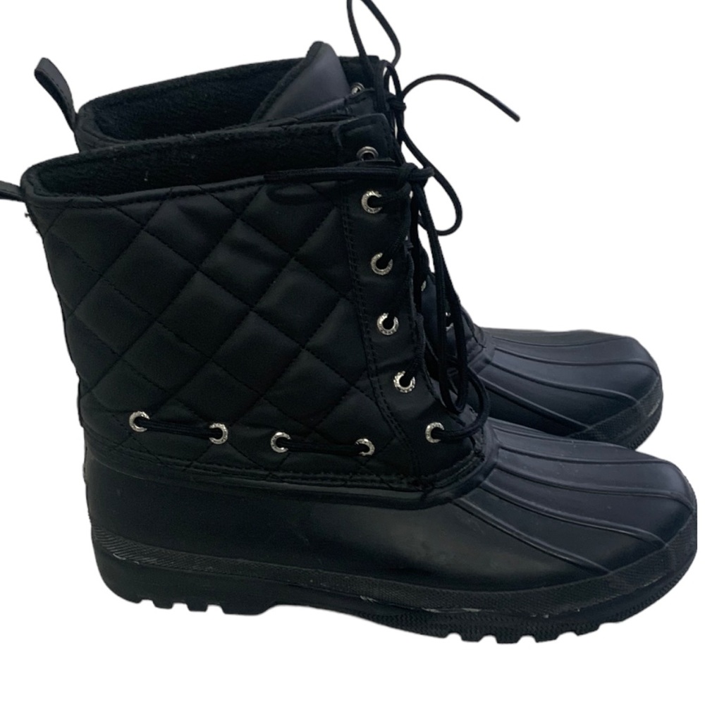 Sperry Women's Size 9 Black Waterproof Quilted Nylon Duck Boot Rain Boots